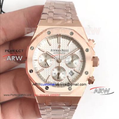 Perfect Replica Audemars Piguet Royal Oak New Model 7750 - Everose Gold White Dial Watch